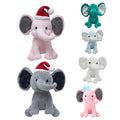Christmas Gift Stuffed Plush Elephant Toy with Christmas Hat and Big Ears 100% White PP Cotton Filling H25xW27cm