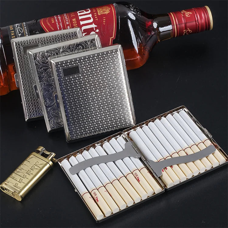 18Pcs Pack Personalized Metal Business Cigarette Case Creative Engraved Men's Aluminium Cigarette Box