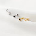 925 Sterling Silver Minimalist Fashion Square Earrings for Women Classic Geometric White Black Zircon Piercing Gold Party Gift