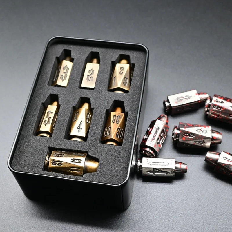 Premium Multisided 8-sided Great Aluminum Tungsten Metal Bullet Dice Set