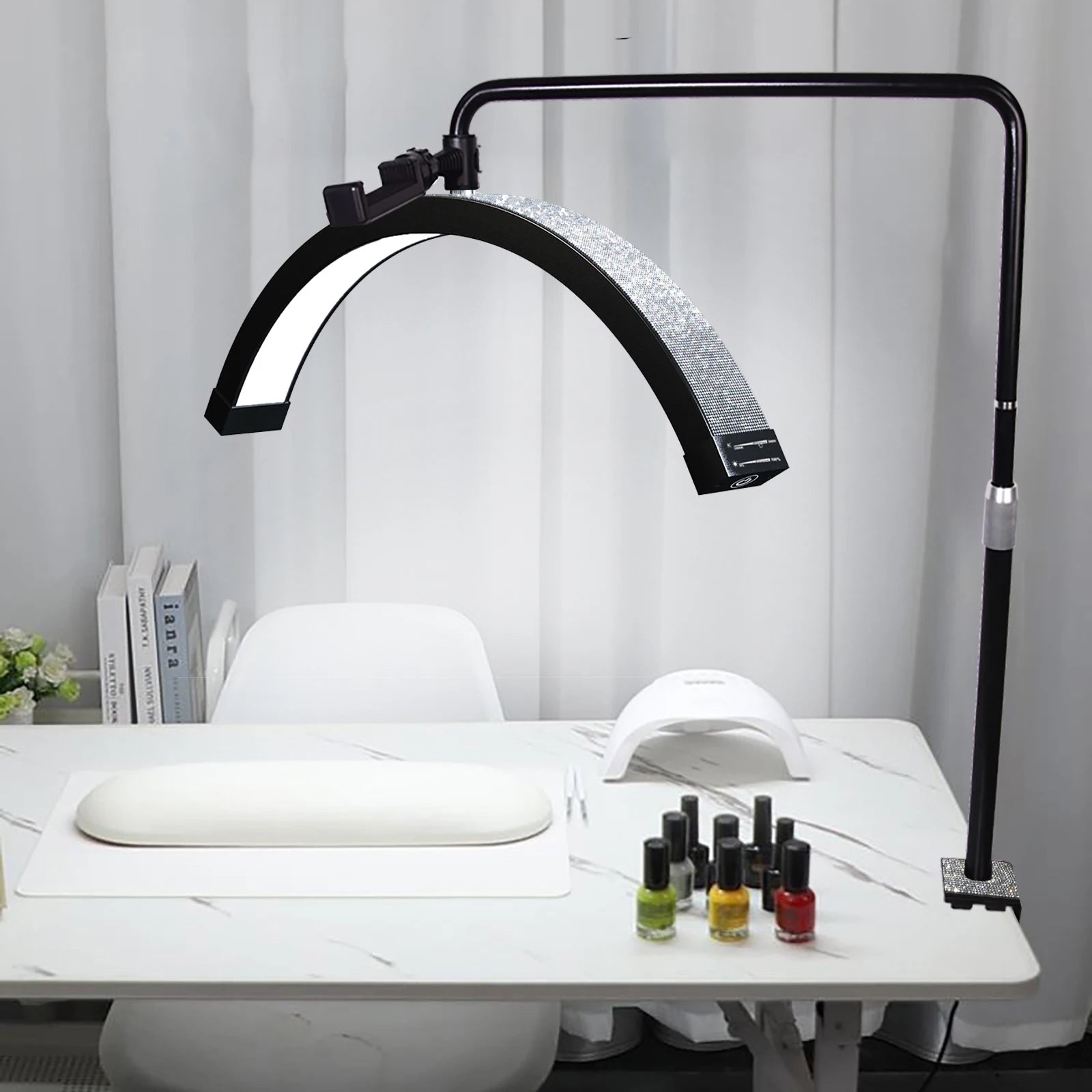 25inch Led Table Lamp Table Nail  UV Table Half Moon Lash Lamp Manicure Lamp With Phone Stand Beauty Tools for Tattoo Salon Nail