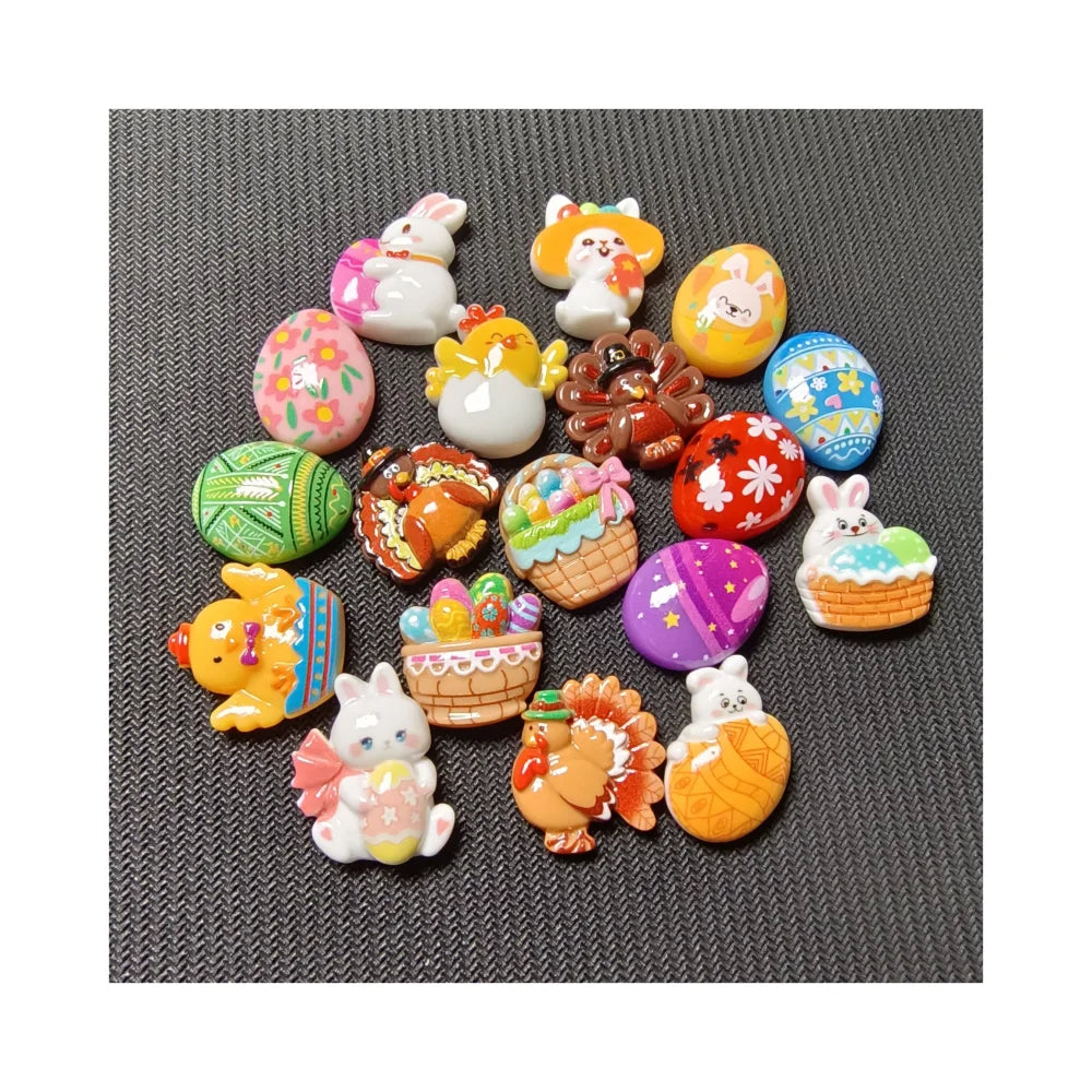 Easter Egg Turkey Rabbit Series Resin Flat Back Cabochon Jewelry Findings Components DIY Party Hairpin Accessories Decorate