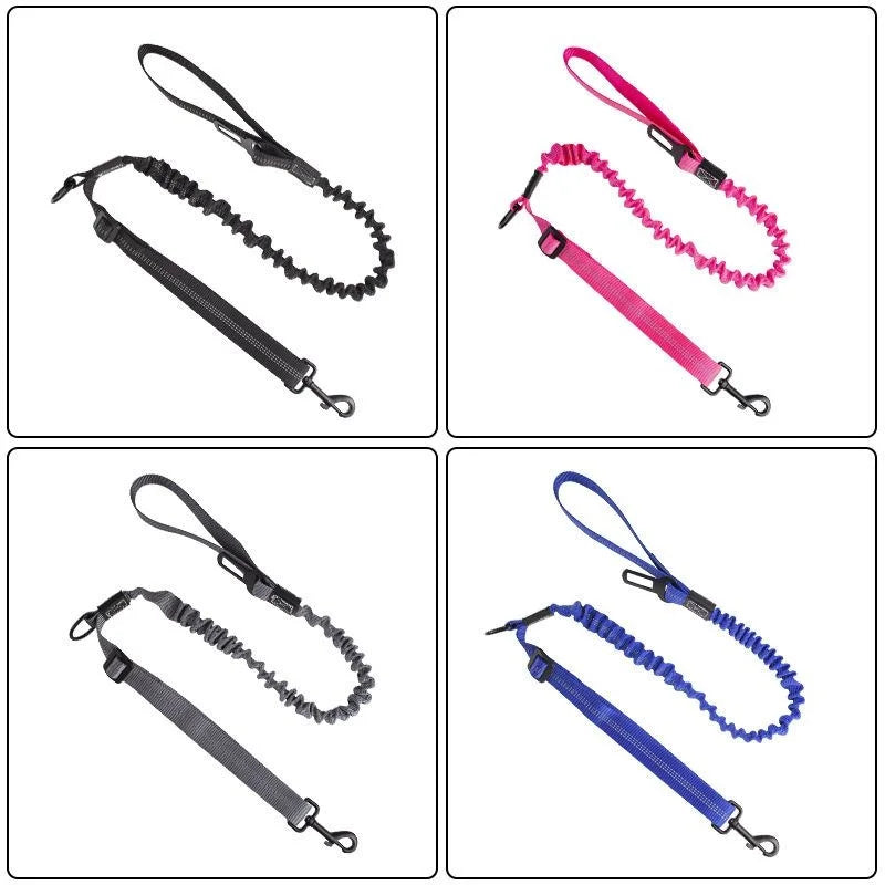 2-in-1 Retractable Dog Car Safety Belt and Walking Lead with Reflective Collar for Medium to Large Breeds