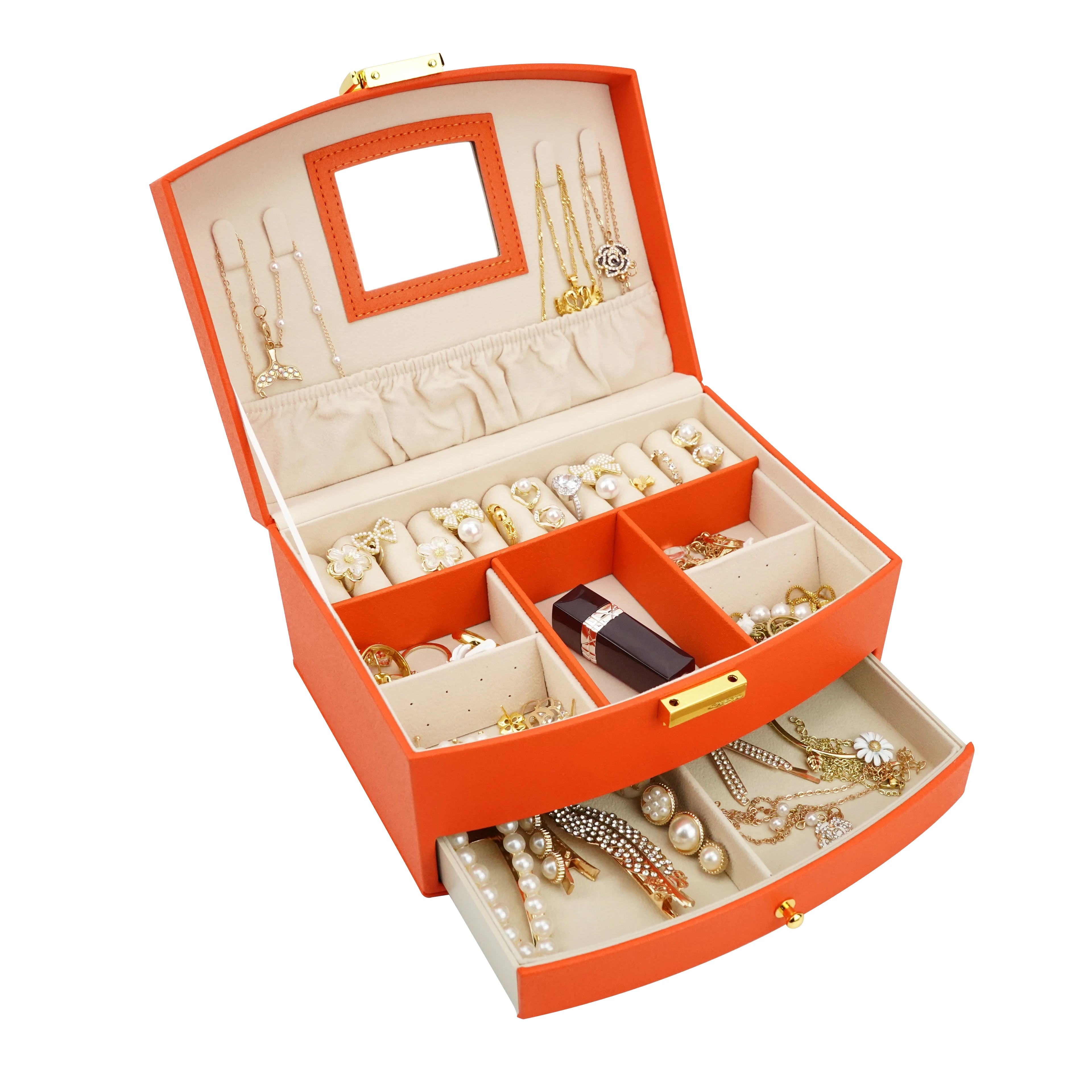 Factory Sale Travel Jewelry Organizer Box with Mirror Customizable Material 20x15x10cm ISO 9001 Certified