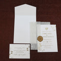 White and Gold Foiling Floral Vellum Paper Wedding Invitation Cards Suite with Rsvp Card and Envelopes