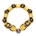 Gold Plated Thick Gold Plated Sixcharacter Mantra Colorchanging Brave Bracelet Men's Ese  Gold Plated Bucket Bead Obsidian