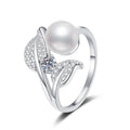 S925 Sterling Silver Premium Pearl Ring Adjustable Petal Design