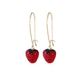 Korean  Fashion Girls Full Diamond Strawberry Hoop Pendant Earring Children & Women Jewelry Zircon Fruit Drop Earrings