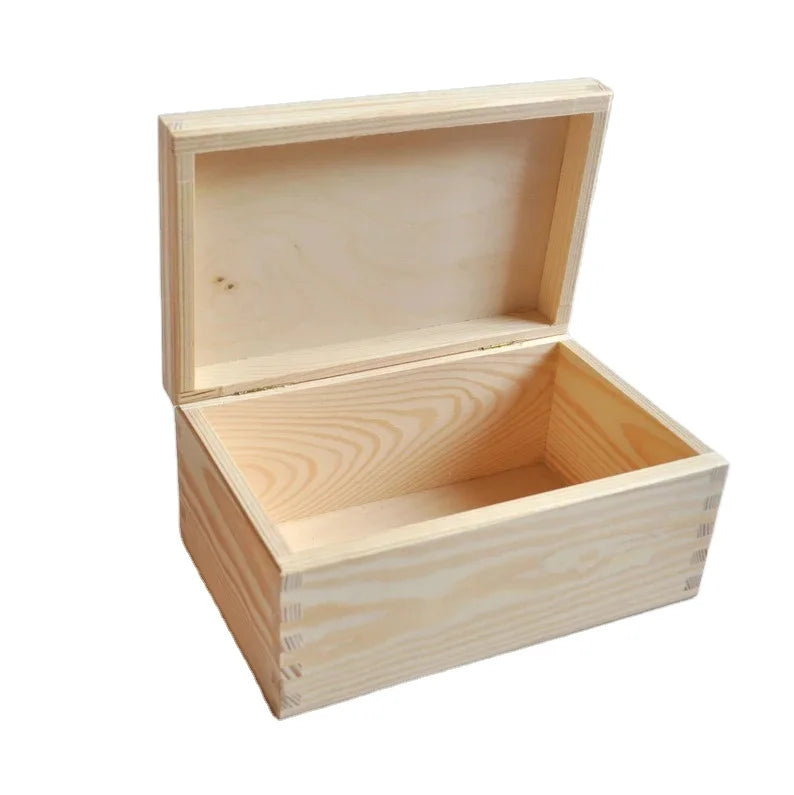Unfinished Pine Wood Box Craft Stash Boxes with Hinged Lid and Front Clasp  Storage  Pine Box