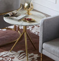 Modern Stainless Steel and Gold 3-Legged Round Slate Coffee Table for Living Room
