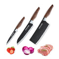 3PCS Stainless Steel Kitchen Chef Knife Set Includes Meat Cleaver Utility Knife and Paring Knife