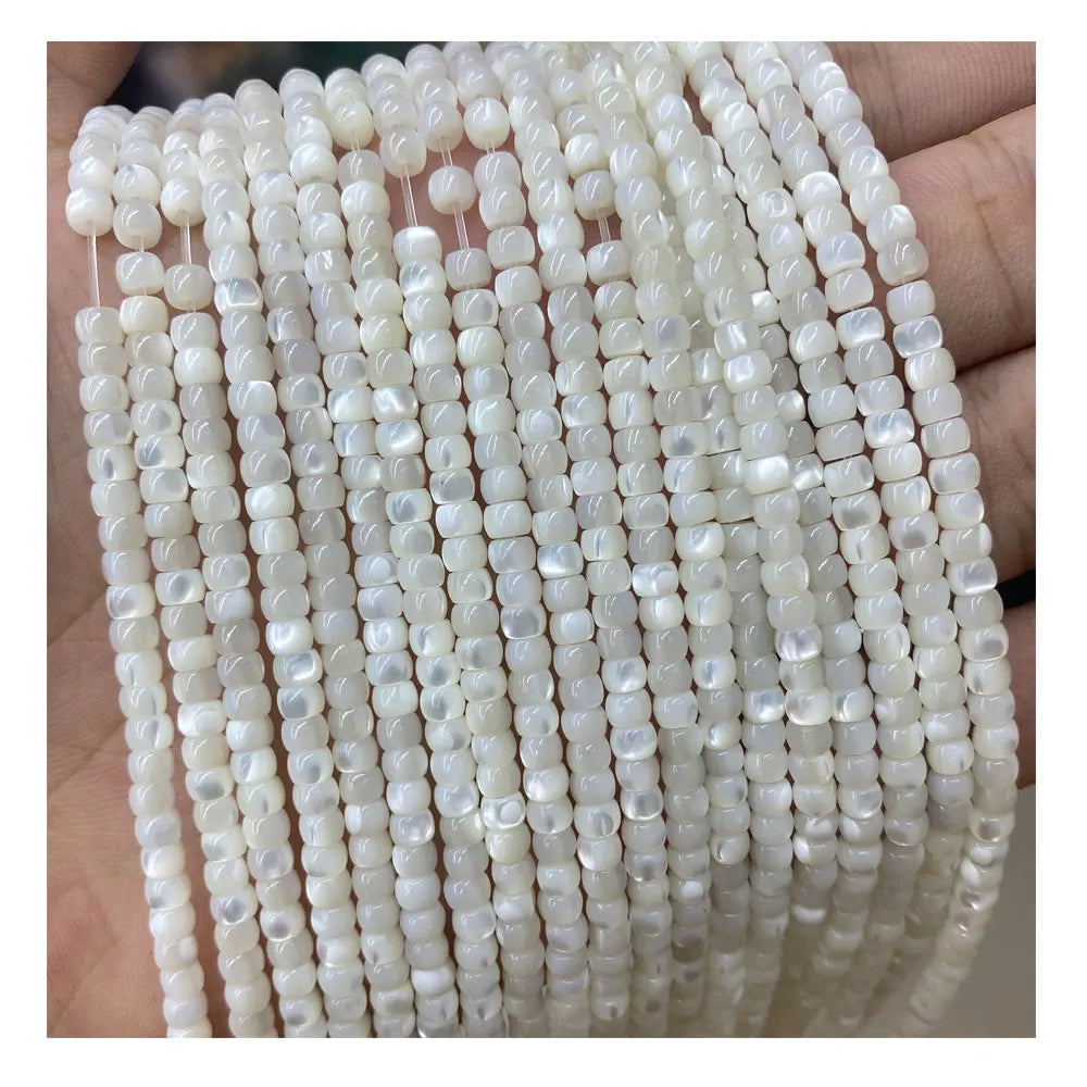 Natural 3x4mm 4x6mm White Shell Beads Wheel Shape Loose Spacer Heishi Beads  for Jewelry Making 15inches