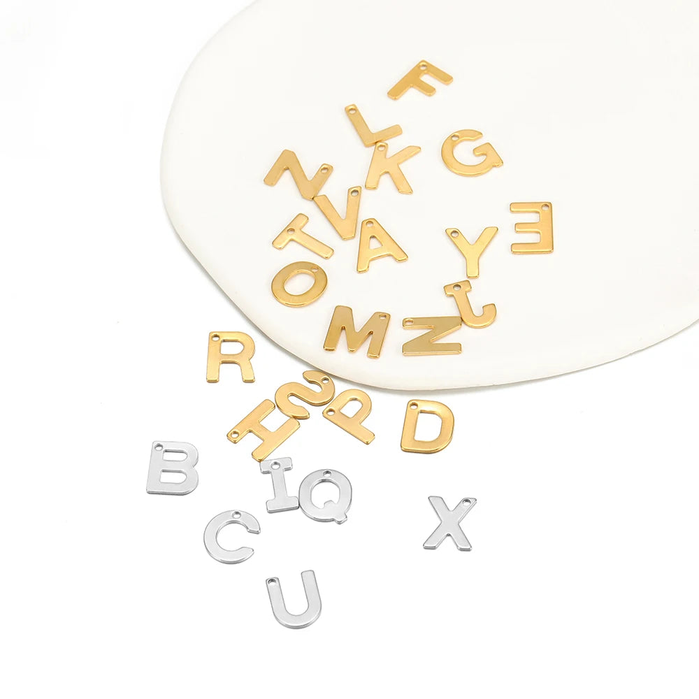 11mm 26 Letter Pendant Alphabet Charms Pendant Gold Earrings Bracelet Necklace Findings Accessories for DIY Jewelry Making