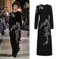 OUDINA 2025 Summer New Round Neck Beaded  Slim Elegant Evening Dresses Prom Dress