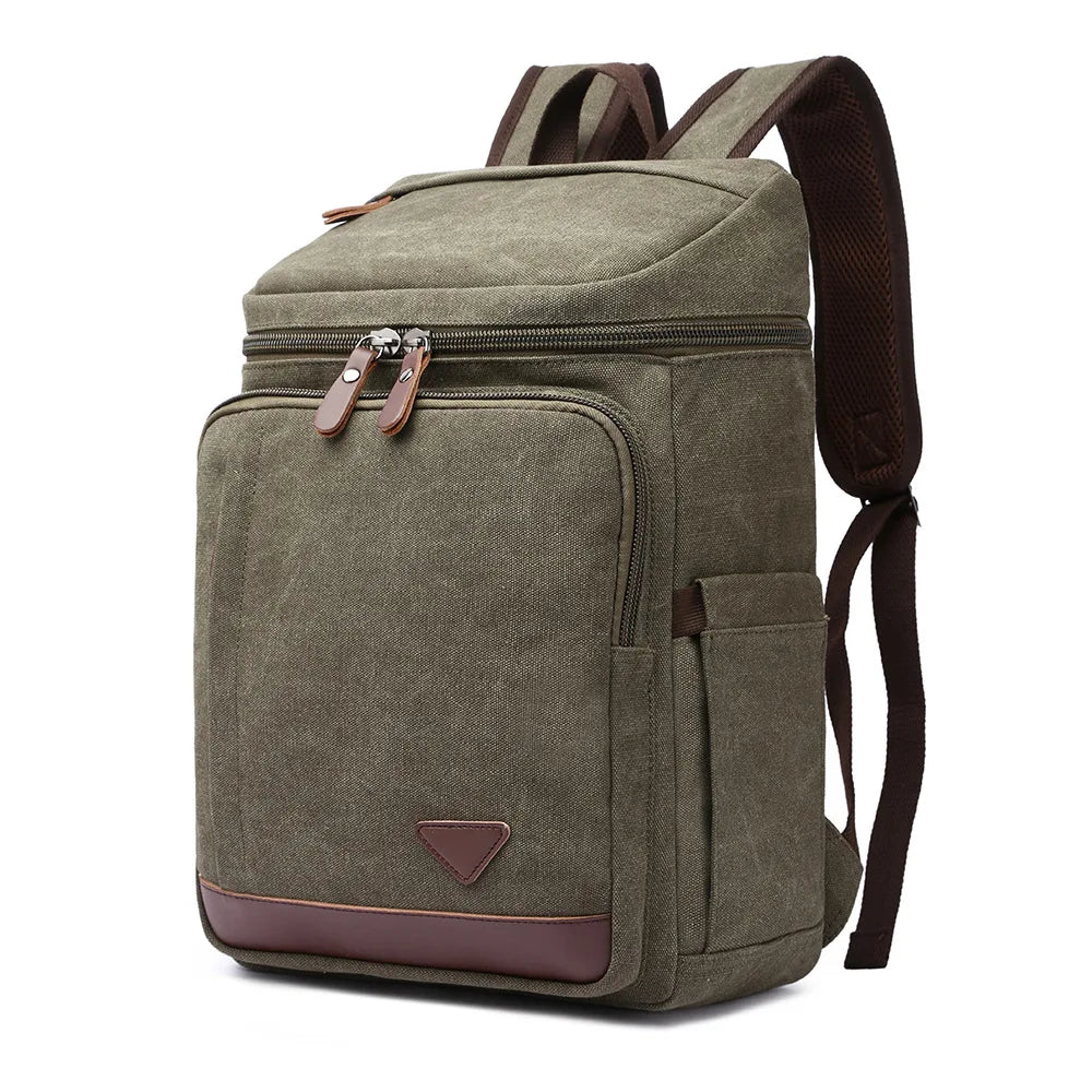 Unisex Vintage Travel Backpack High Quality Casual Sports Leather Large Fashion Zipper Canvas Backpack for Students