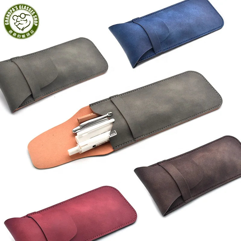 Discount Item - Lowest Price Full Grain Pocket Slip Protector Cover Soft PU Leather Fountain Pen Sleeve Pouch Holder Pencil Case