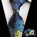Silk 3.15'' Tie Men Floral Paisley Wedding Tie Pocket Square Hanky Handkerchief Matching Set