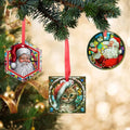 PYD Life USA Free Shipping 48 Pieces 3 Inch Sublimation Round Heart Square Glass Christmas Tree Ornament Blanks With Red Ribbon