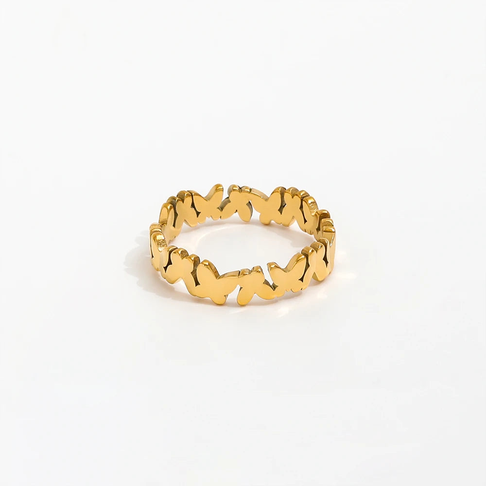 Joolim High End 18K Gold Plated Geometric Bend Butterfly Rings for Women Finger Ring Wholesale