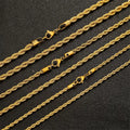 Custom Bijoux En Acier Inoxydable 18k  Gold Plated Stainless Steel Twisted Rope Link Chain Necklace for Women Men