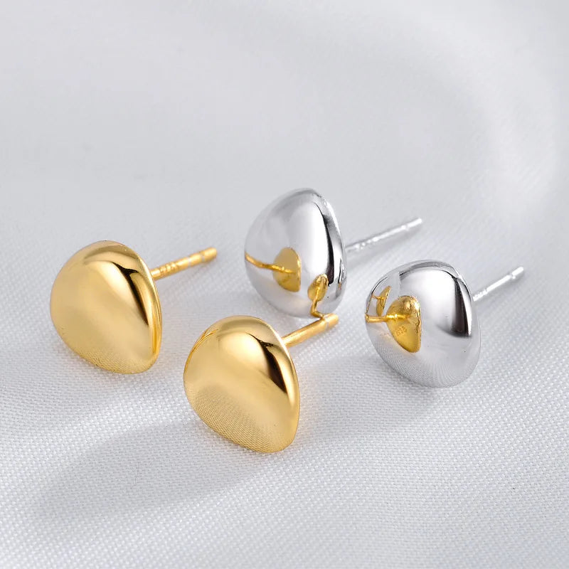 High Polished 18K Gold Plated 925 Sterling Silver Earrings Triangle Bean Stud Earrings for Women