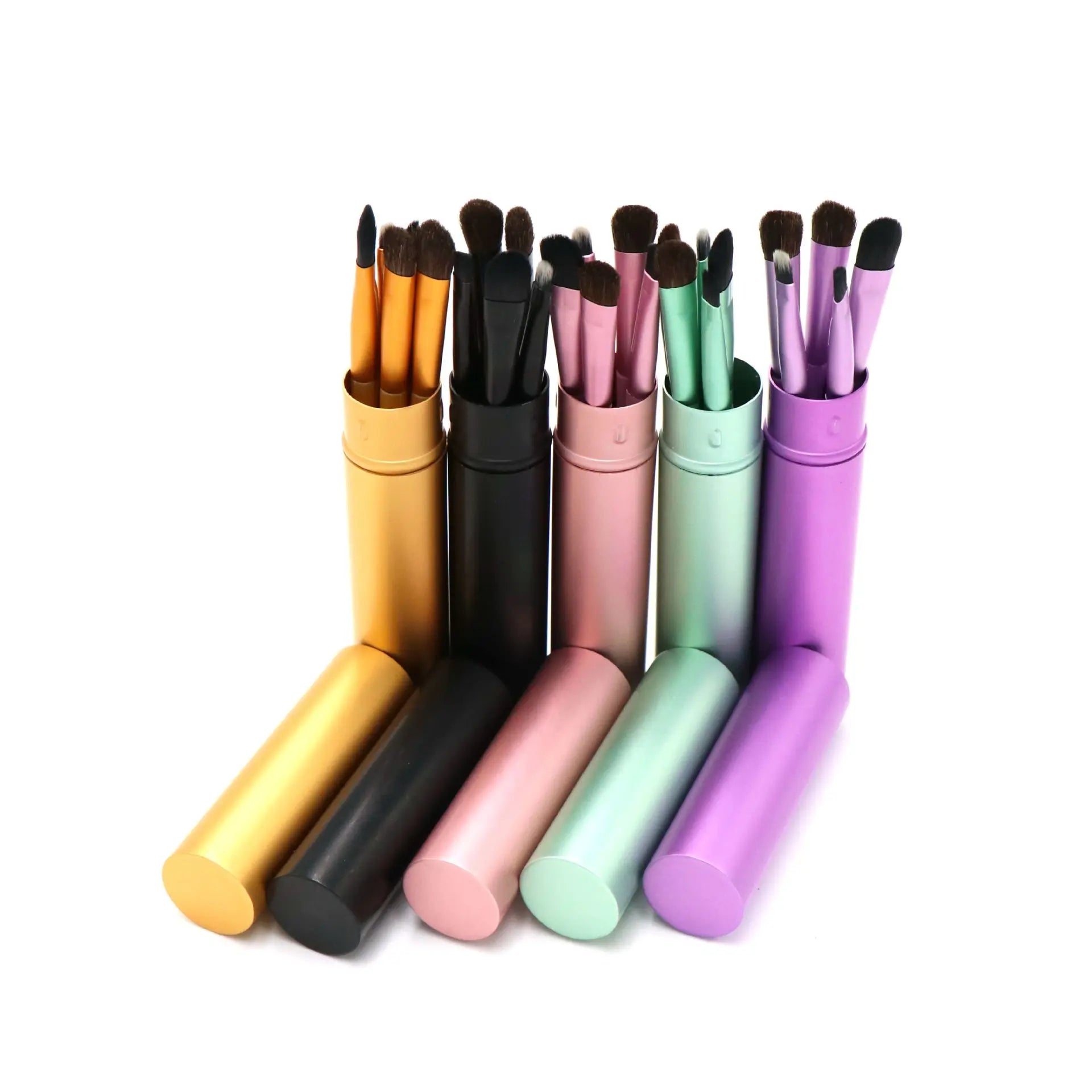 5pcs Private Label Travel Portable Mini Eye Makeup Brushes Set Smudge Eyeshadow Eyeliner Eyebrow Brush 6 Colors