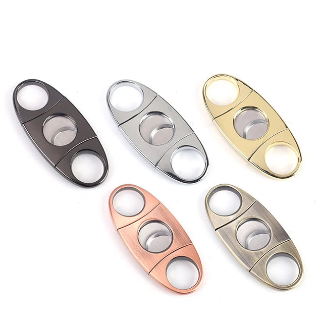 New Arrival Luxury Custom Gold Double Blade Cigar Knife Cutter Portable Gift Set with Display and Personalized Logo