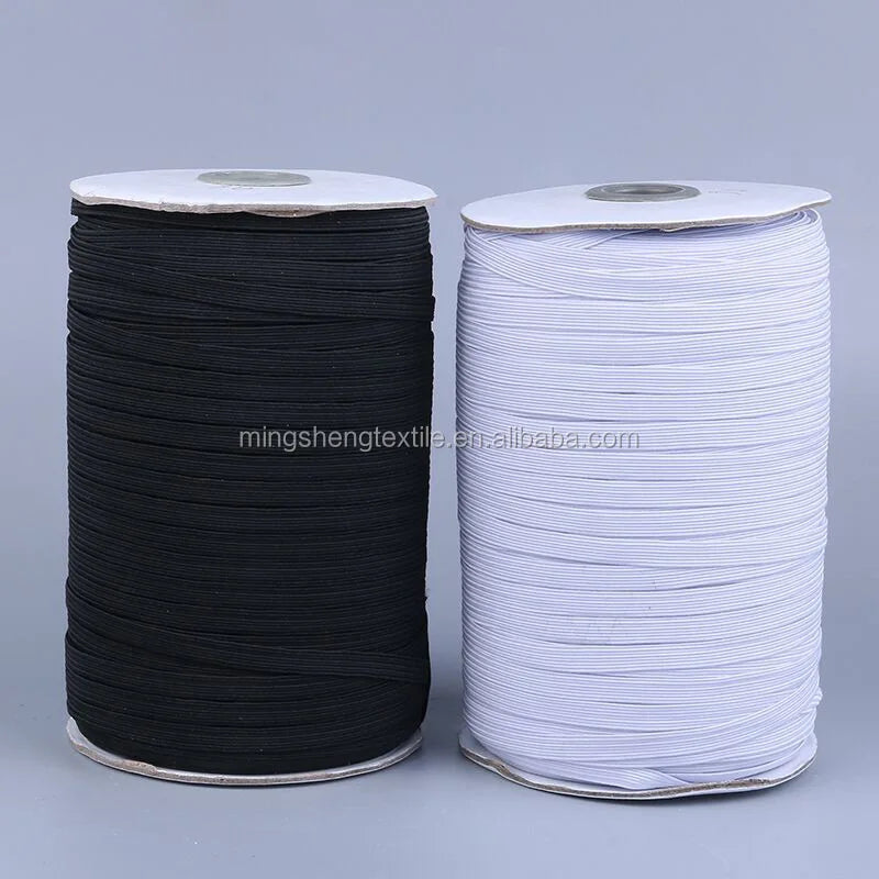 3mm4mm5mm6mm8mm10mm12mm Braided Elastic Band Factory Wholesale in Stock White Black Color Knitted Braided Elastic Band
