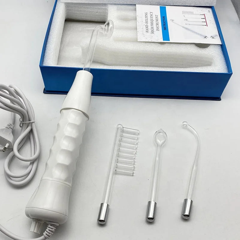 Portable High Frequency Facial Machine Beauty Wand Rotating Face Messager 4 in 1 Hand Hold Face Massager Wand