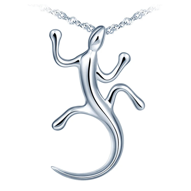Drop Shipping 925 Silver Necklace Lizard Insect Pendant Necklace for Kid Girls