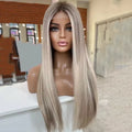 13x4 Full Frontal Wigs Human Hair Ash Grey Blonde 100% Virgin Raw Hair Glueless Straight Lace Wigs Pre Plucked for Woman