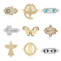BM Charms for Jewelry Making Eye Angel Cross Peacock Butterfly Palm Copper Zircon DIY Jewelry Accessories