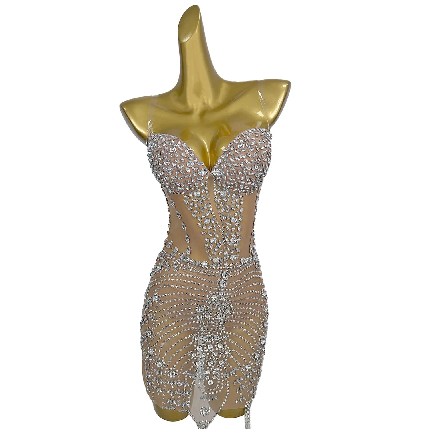 Sexy Party Celebration Birthday Prom Diamond Dress Lady Evening Gowns Mini Cocktail Sheath Dress Women Club Wear Party Dress