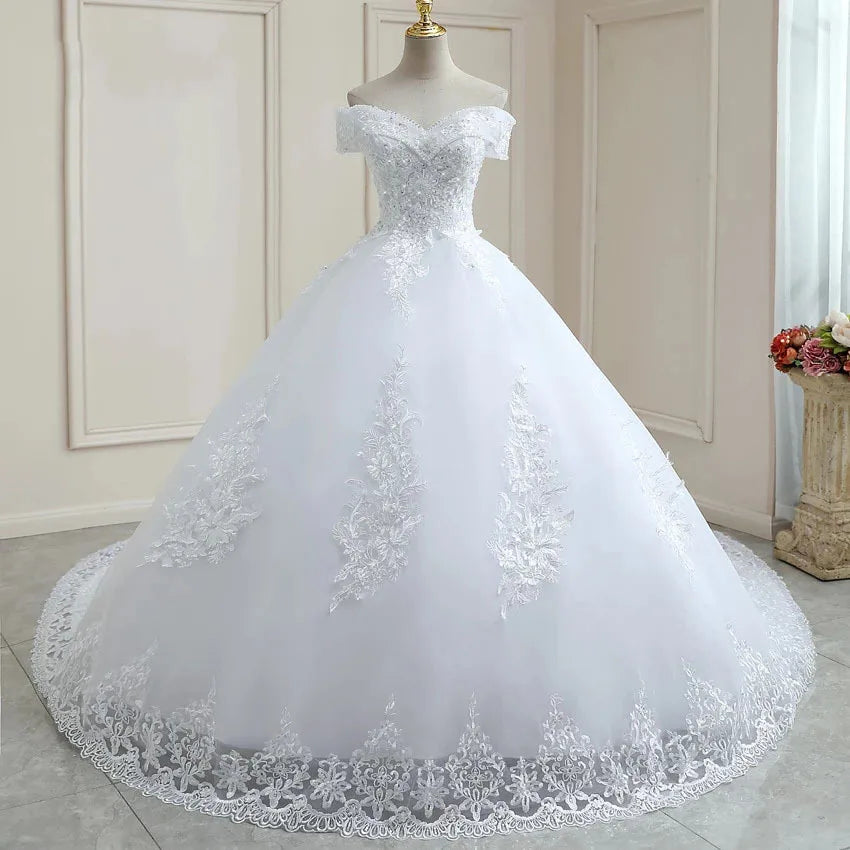 Guangzhou Auyan 2024 Mori New One Shoulder Plus Size Wedding Dress Bridal Gown Evening Fabric White