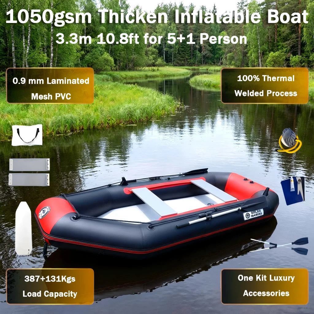 0.9 mm Thicken D330-3 5 Persons 3 Layer PVC Inflatable Dinghy Fishing Pontoon Boats Portable Rafts Weld Process for Sea Water