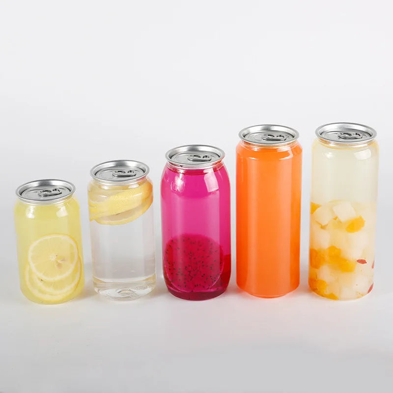 Food Grade 250Ml 330ML 350ML 400ML 500ML 650ML PET transparent milk tea coffee pull ring cap beverage pop can easy open end