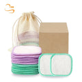 Reusable Bamboo Terry Rounds Soft Cosmetic Pads Laundry Bag Set Makeup Cotton Pad Square
