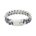 Hip Hop Bracelet Steam Punk Stainless Steel Thick and Heavy Curb Link Chain Men Bracelet with Blue Red Epoxy Perfect Luxury Gift