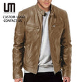 Oem New Men's Solid Motorcycle Style Jacket Long Sleeve Zipper Casual Outerwear for Autumn Winter Fashion