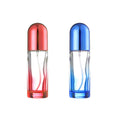 25ml Airless Glass Bottle with Fancy Silver Pump Screen Printed Cosmetic Red Blue Cream/Spray Bottle for Skin Care