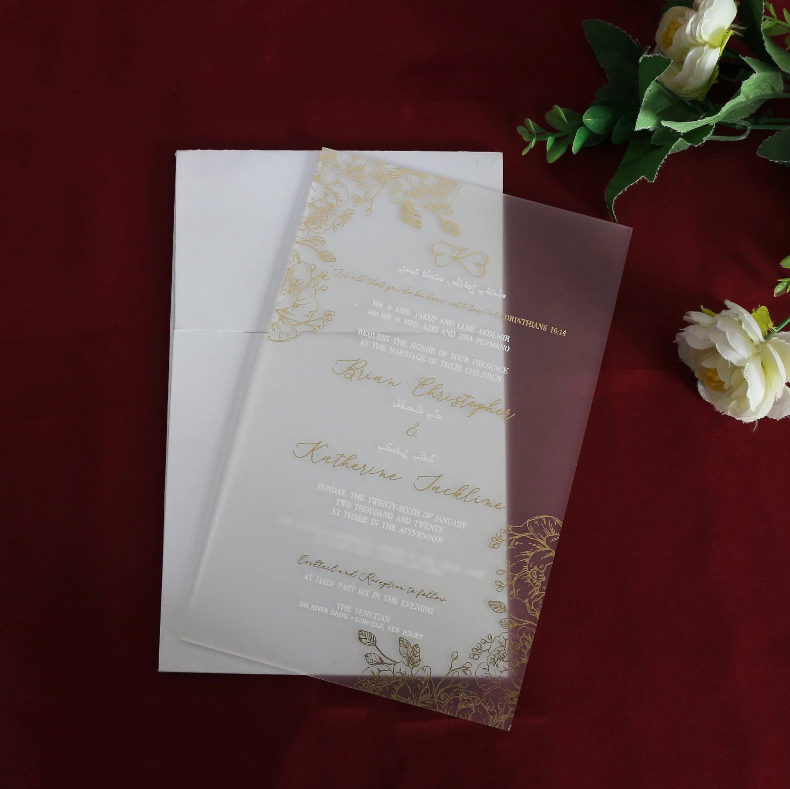 Popular Design Thickness 2mm or 3mm Frosted Acrylic Wedding Invitation Cards with Envelope