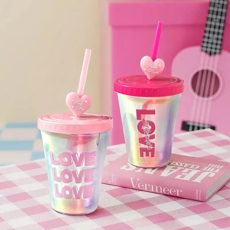 M Colorful Water Bottle Random Color 1pc Portable Gym Travel Cups Clear Leakproof Drinking Bottle Outdoor Straw Bottle