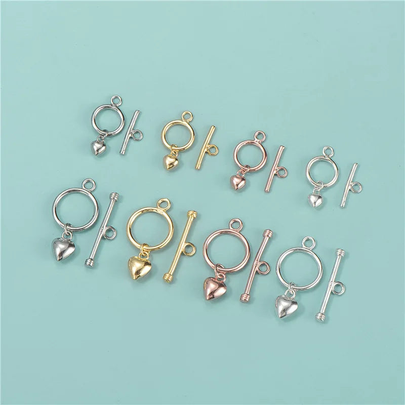 Wholesale 925 Sterling Silver Jewelry Findings Heart Pendant OT Toggle Clasps for DIY Bracelet Necklace Making