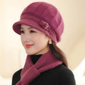 Middle-aged and Elderly Hat Female Autumn and Winter Rabbit Hair Knitted Cap Old Mother Hat Old Lady Hat Spot Wholesale