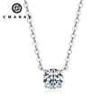 Charm Chain 925 Sterling Silver Claw Round Brilliant Lab Diamond Moissanite Choker Necklace for Women