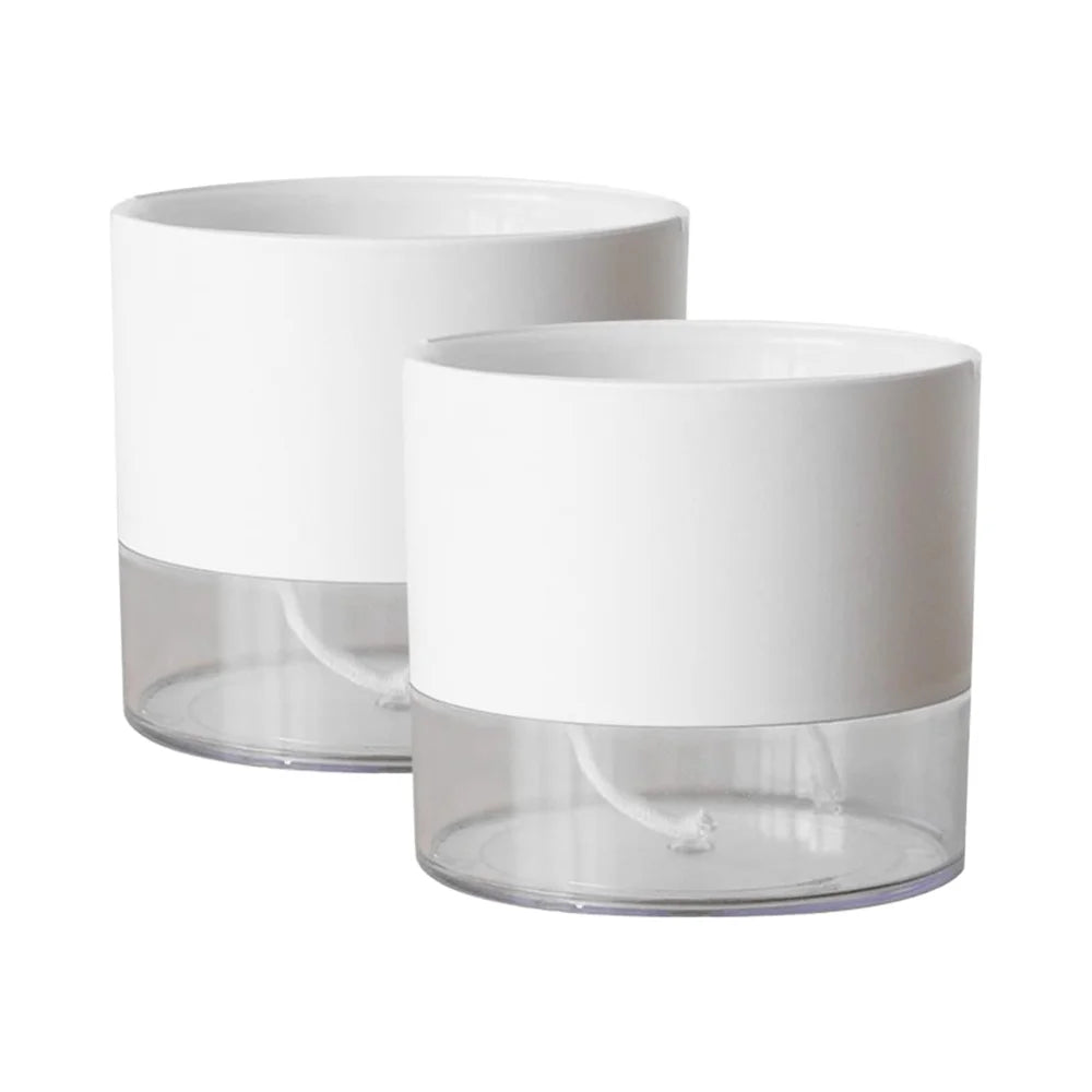 Modern Design 2pcs Self-Watering Plastic Planters 5\" 6.5\" Indoor Outdoor Reservoir for Plants & Flowers for Windowsill Gardens