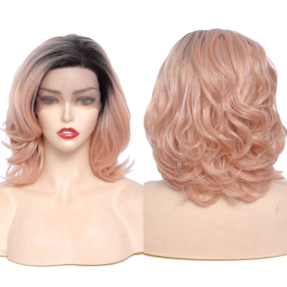 X-TRESS in Stock Short Curly Synthetic Wigs With Lace Front Heat Resistant Synthetic Hair Beautiful Hair Wigs Natural Style Wig