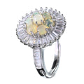 Graceful Rhodium Plated Silver 925 Jewelry Natural Opal Ring for Women Anniversary Gift