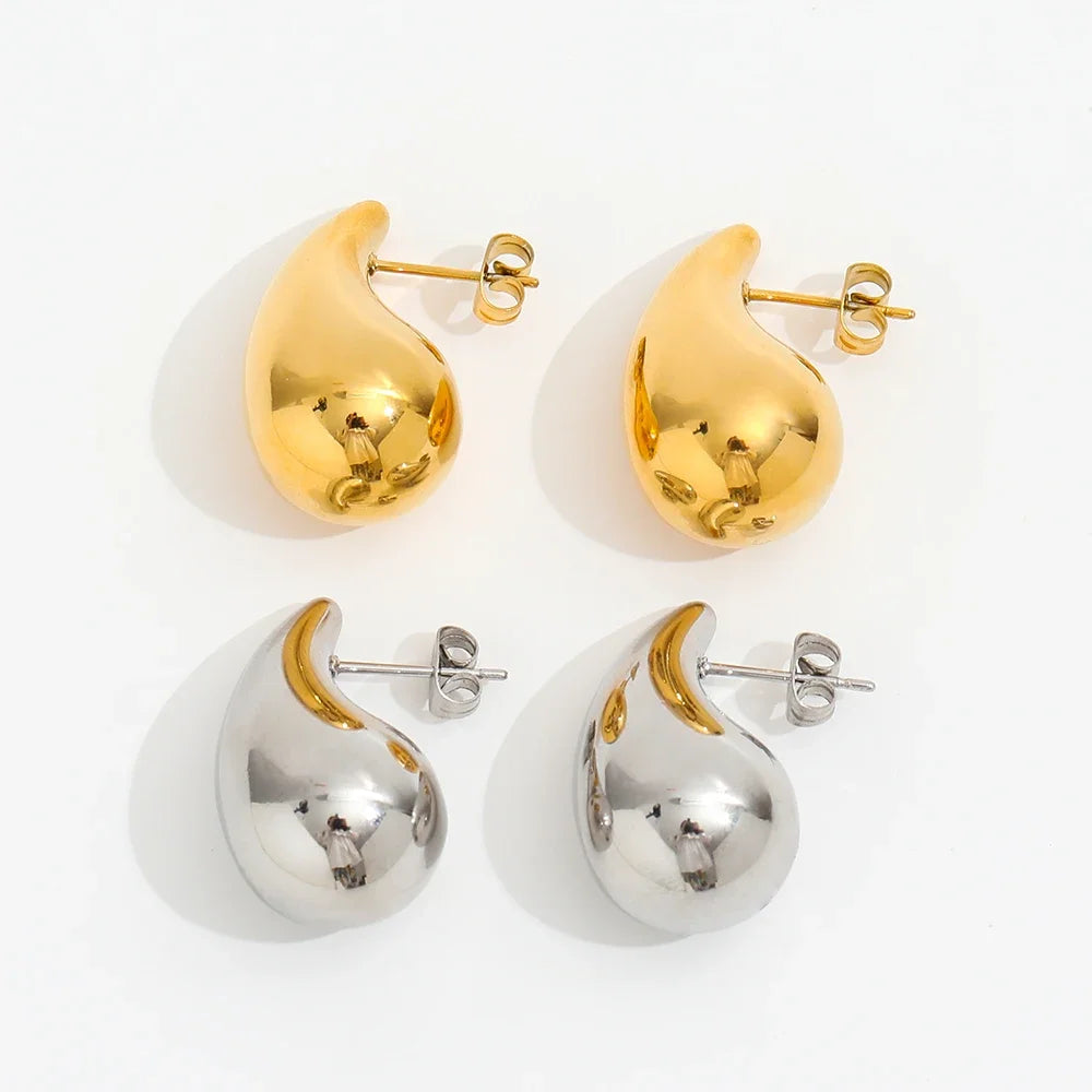 Fenny 18K Gold-plated Wholesale Waterproof New Stylish Bubble Hollow Water Drop Stud Stainless Steel Earring for Women