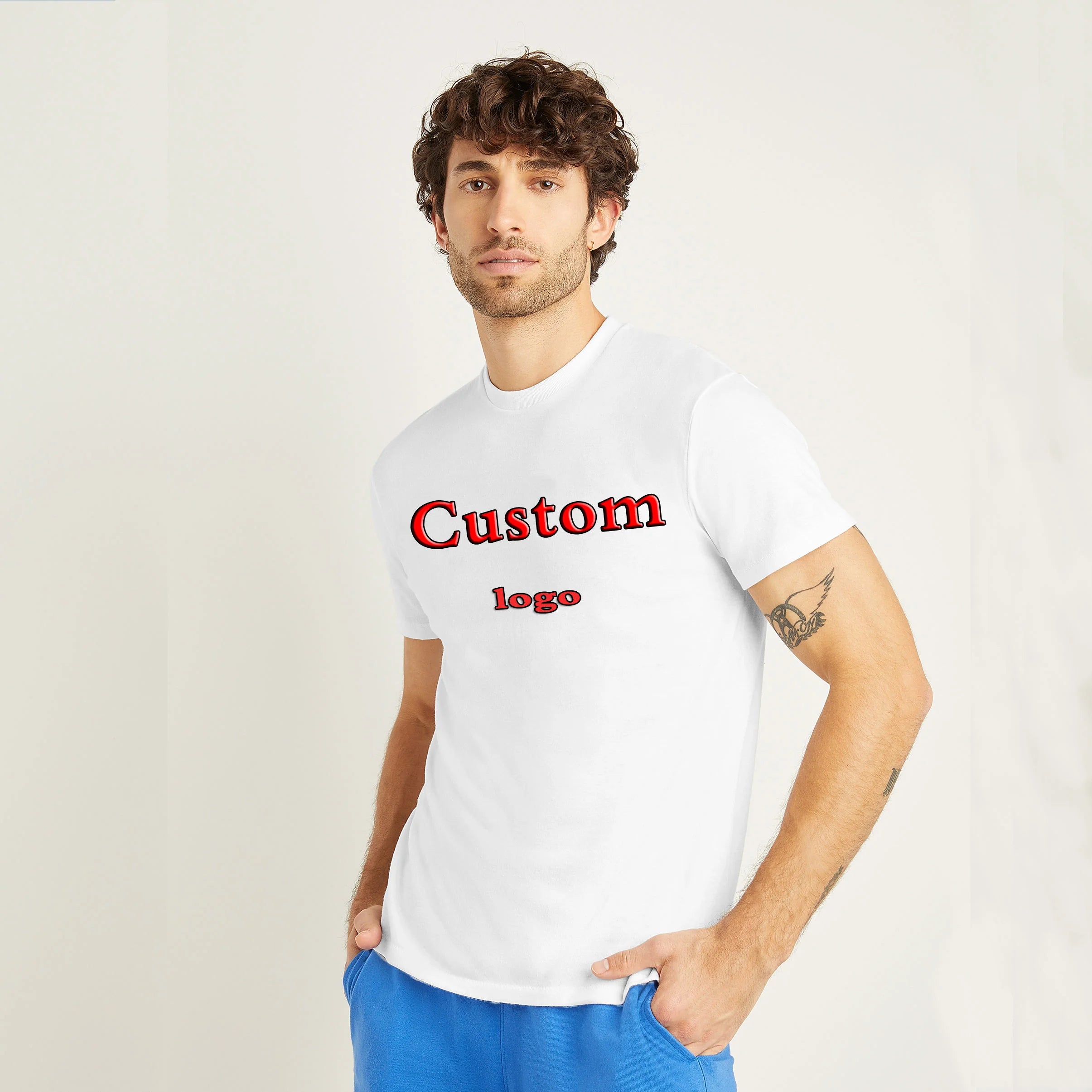 Custom Print Graphic Logo Men's Plus Size T-Shirts Manufacturer's Blank Design Tee Plain Cotton Knitted Fabric Front Sublimation